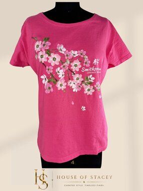 Smithsonian Cherry Blossoms Pink Graphic Tee Medium